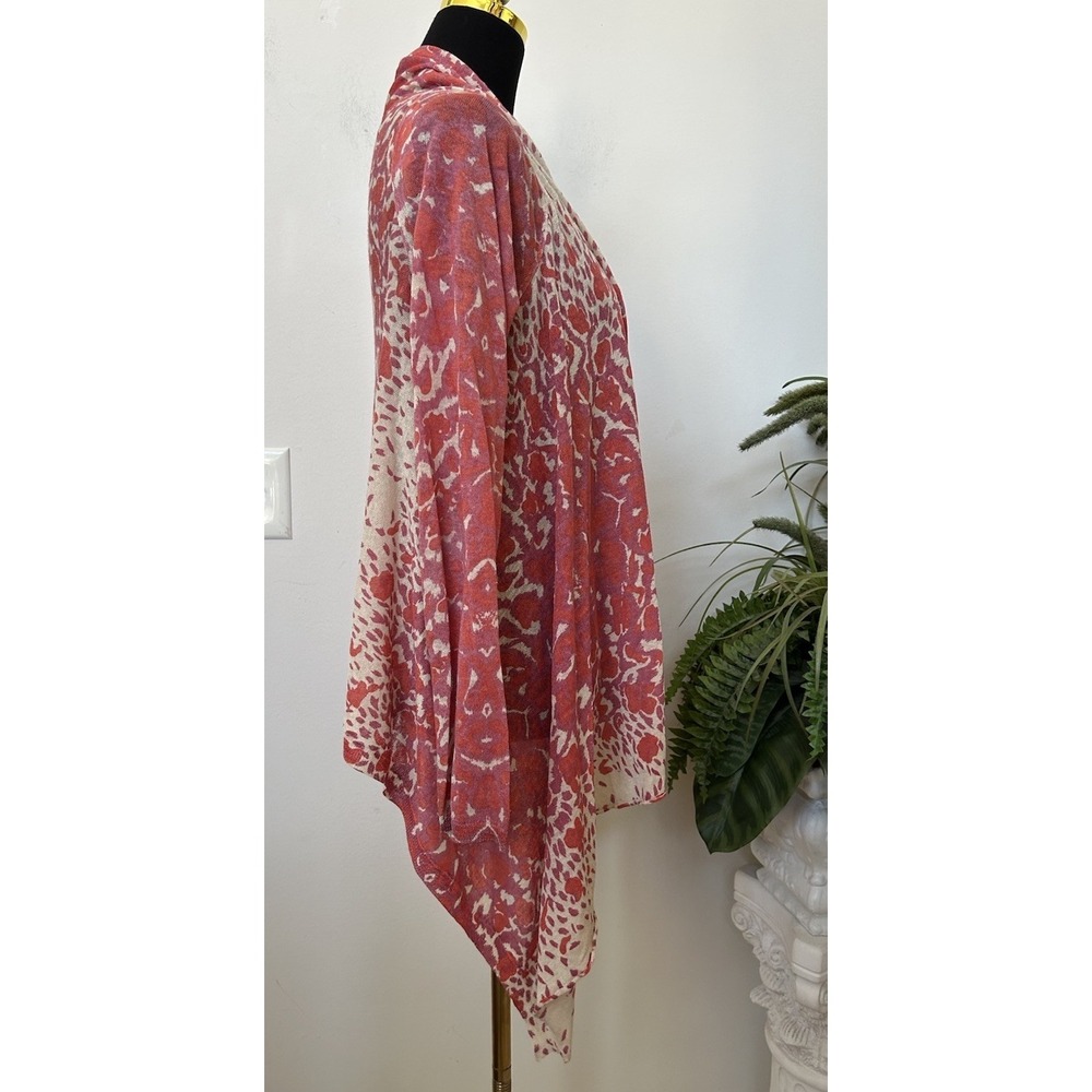 Zadig & Voltaire Drape Cardigan Red Animal Print Linen Blend Open Front Sz U (S) - Picture 3 of 7